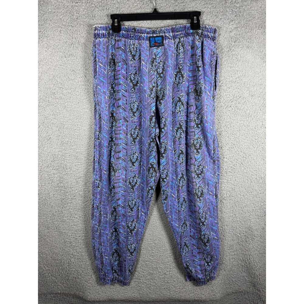 Vintage Far West Baggy Pants Purple Fish Graphic Print Outdoors 90s 34" 2000s